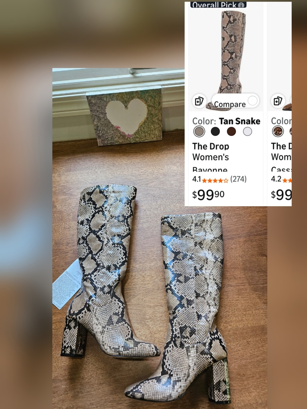 Women's Tall Snake-Print Heeled Boots - Tan Snake